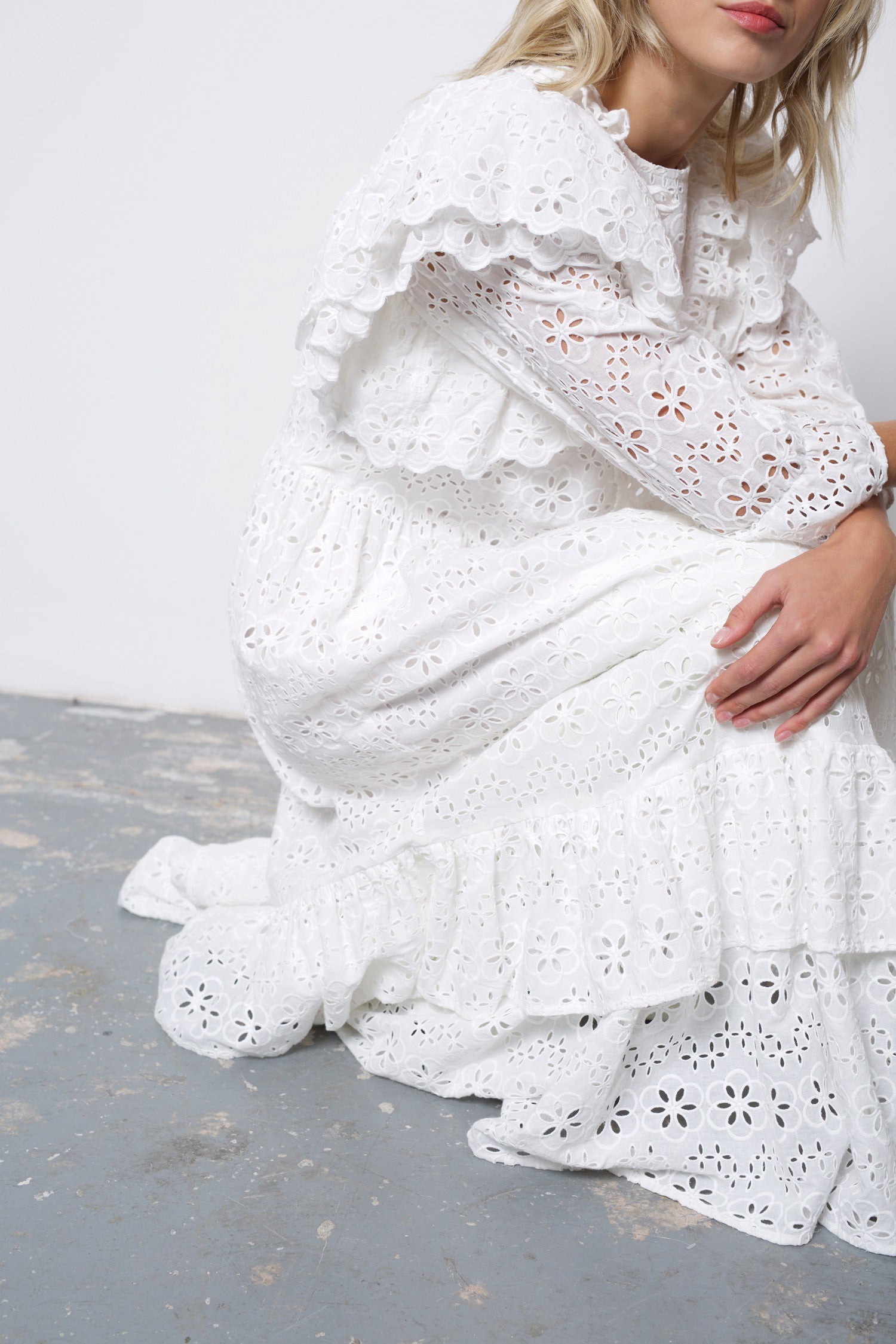 eyelet boho midi dress