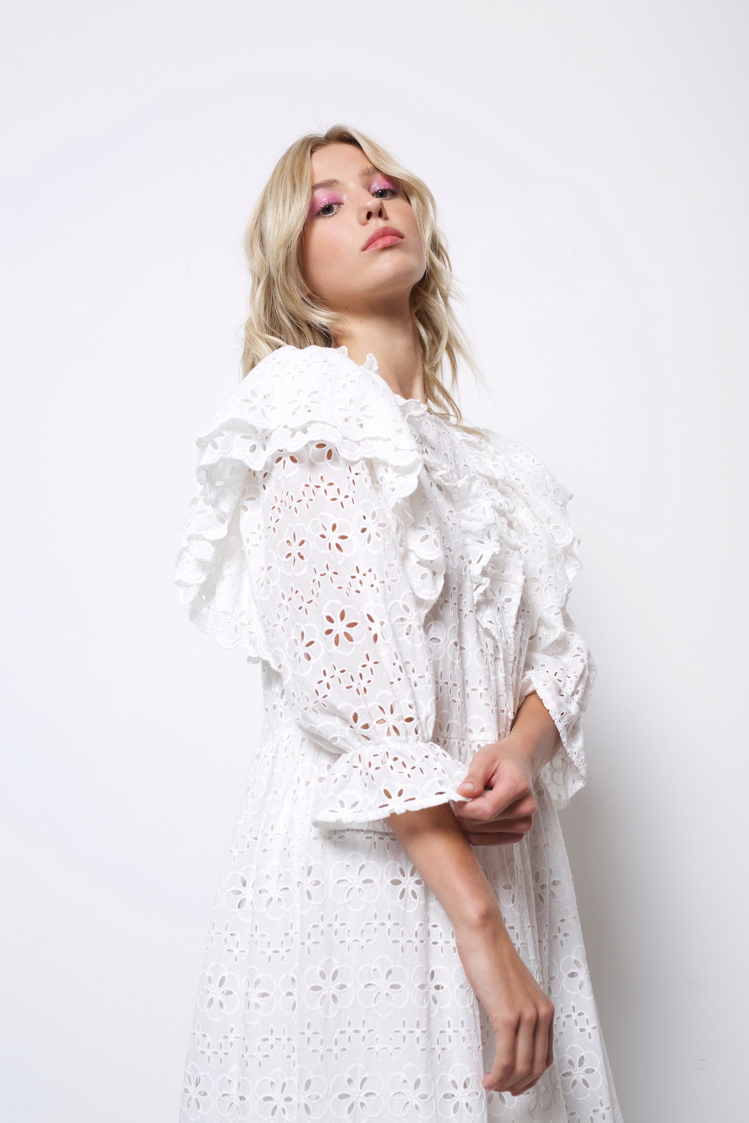eyelet boho midi dress