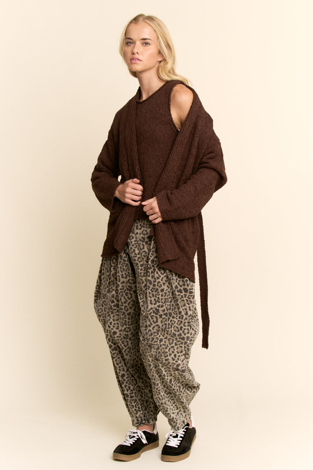 Cocoa top and cardigan