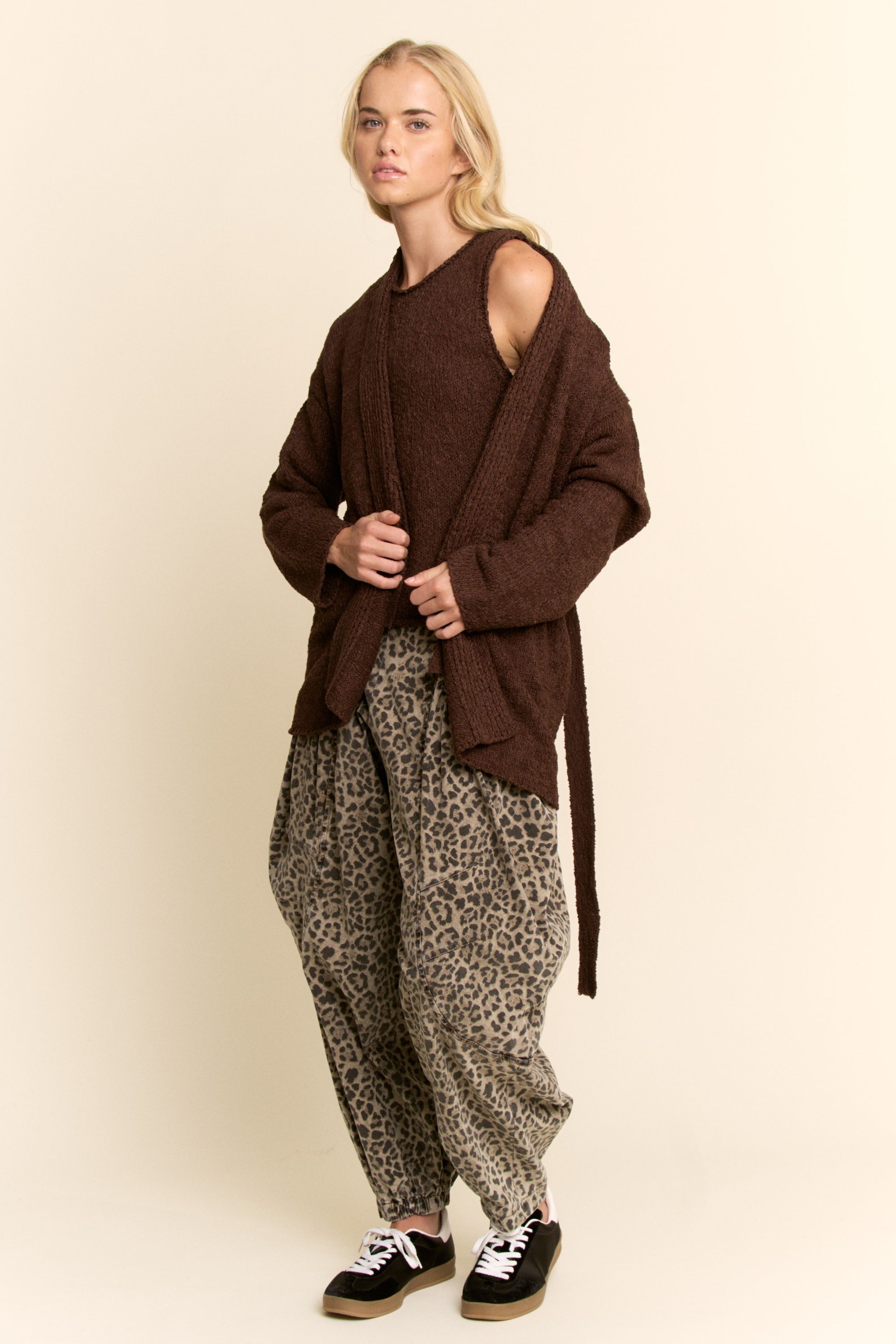 Cocoa top and cardigan