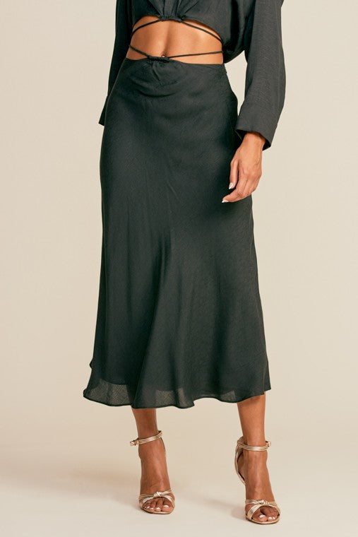 waist tie midi skirt