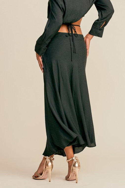 waist tie midi skirt
