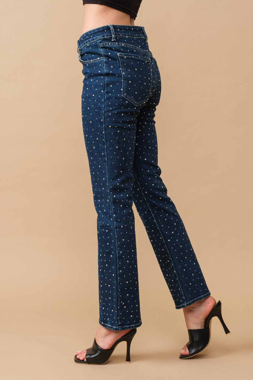embellished dark denim