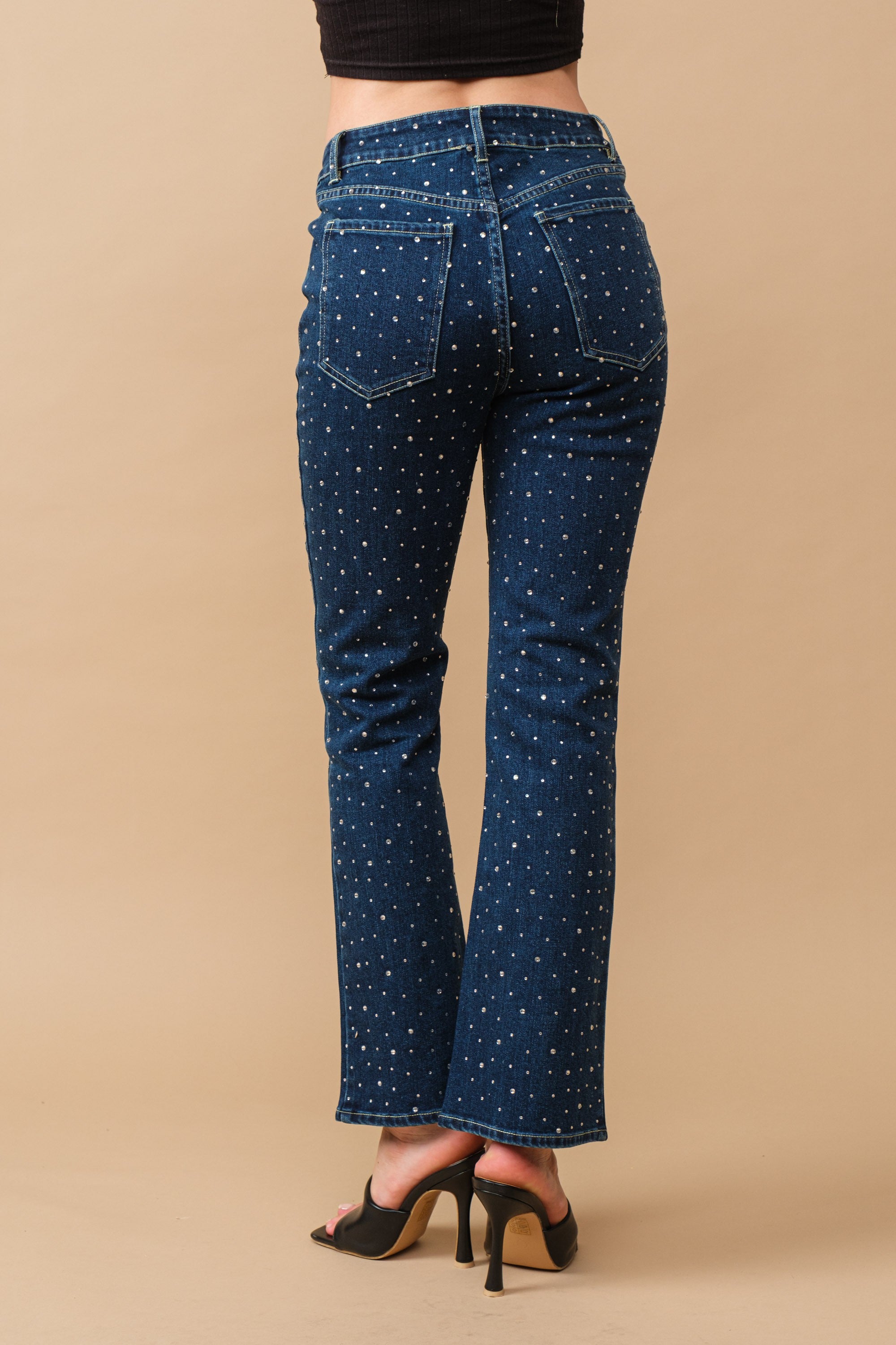 embellished dark denim
