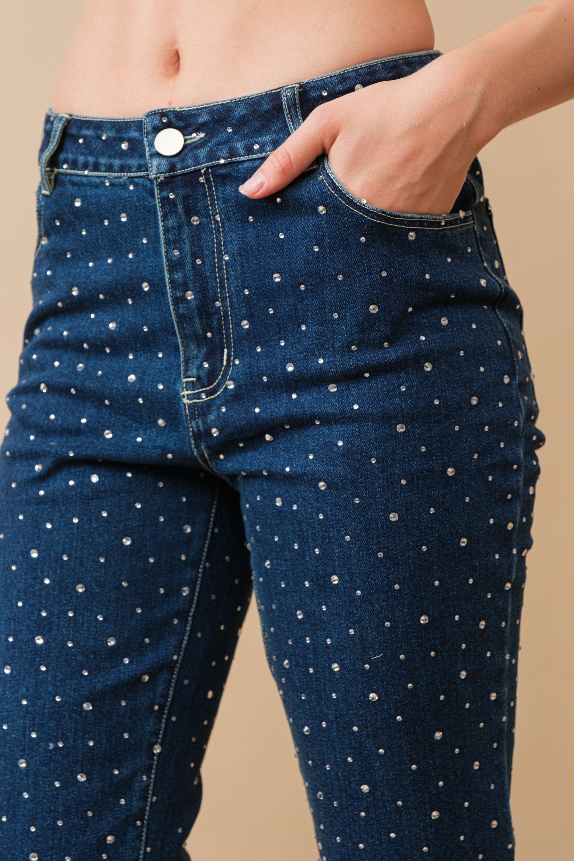 embellished dark denim