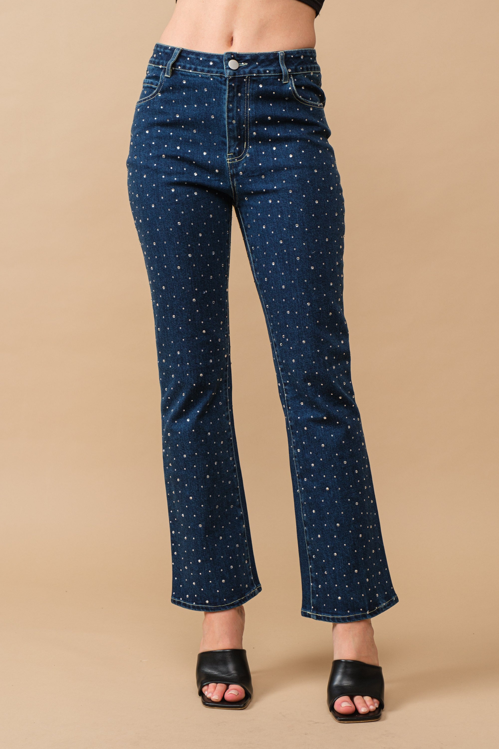 embellished dark denim