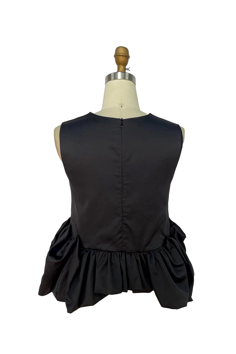 ruffle black top