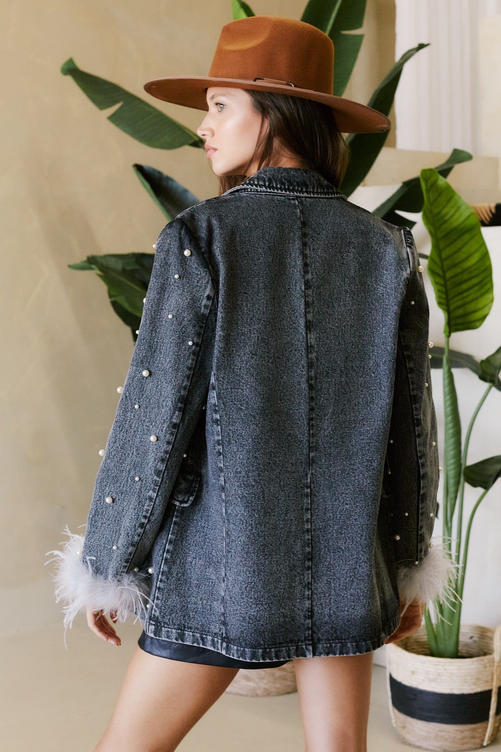 grey denim blazer