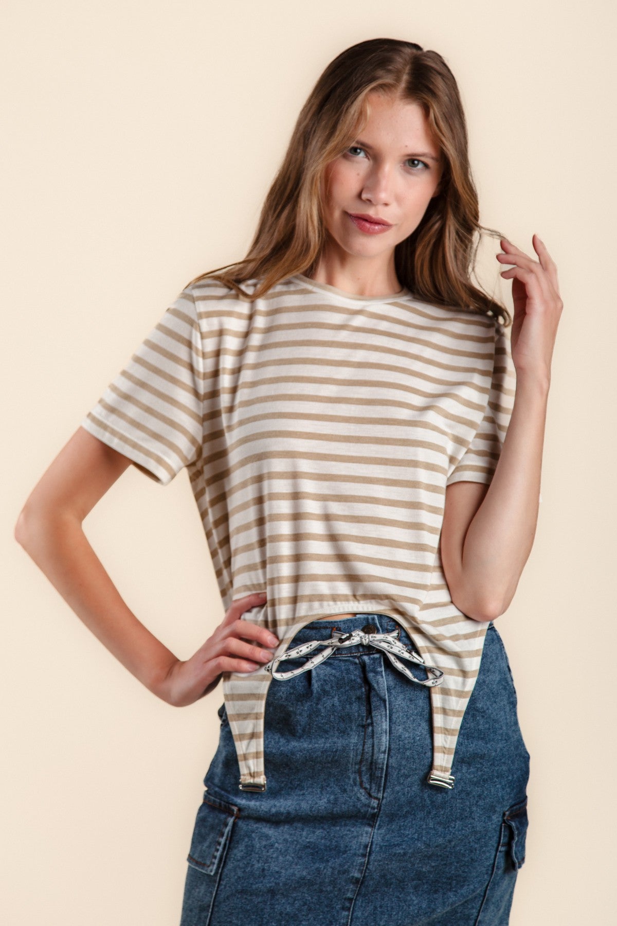 stripped beige tee