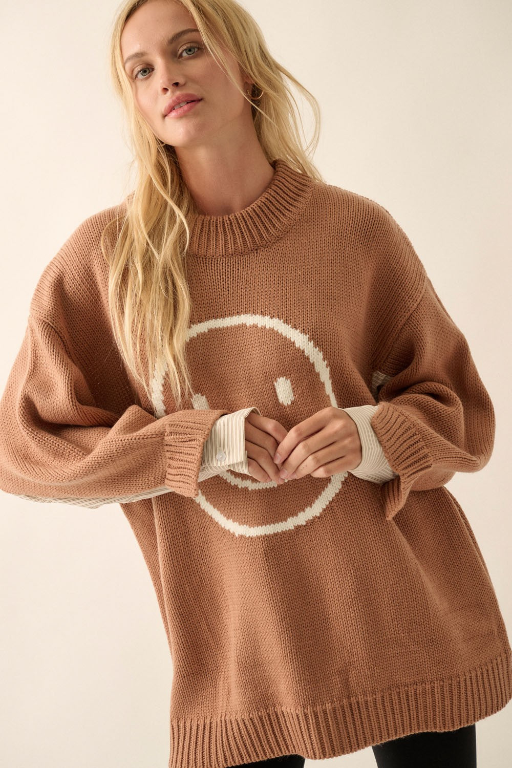 happy face oversized sweater