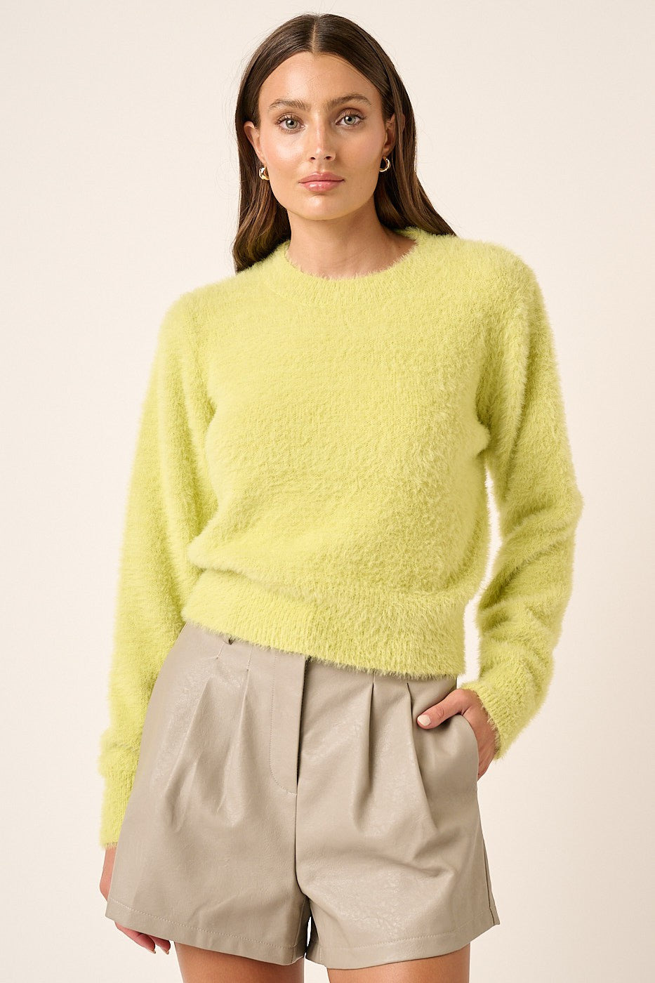 lime fuzzy sweater