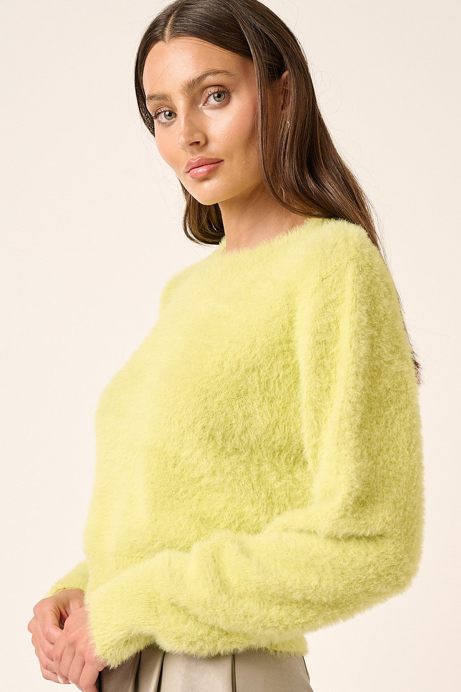lime fuzzy sweater