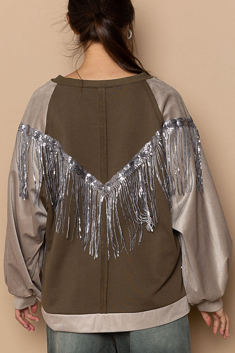 love fringe sweatshirt