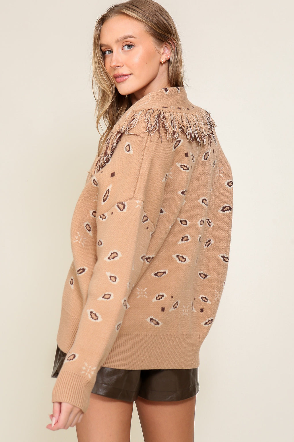 paisley fringe cardigan