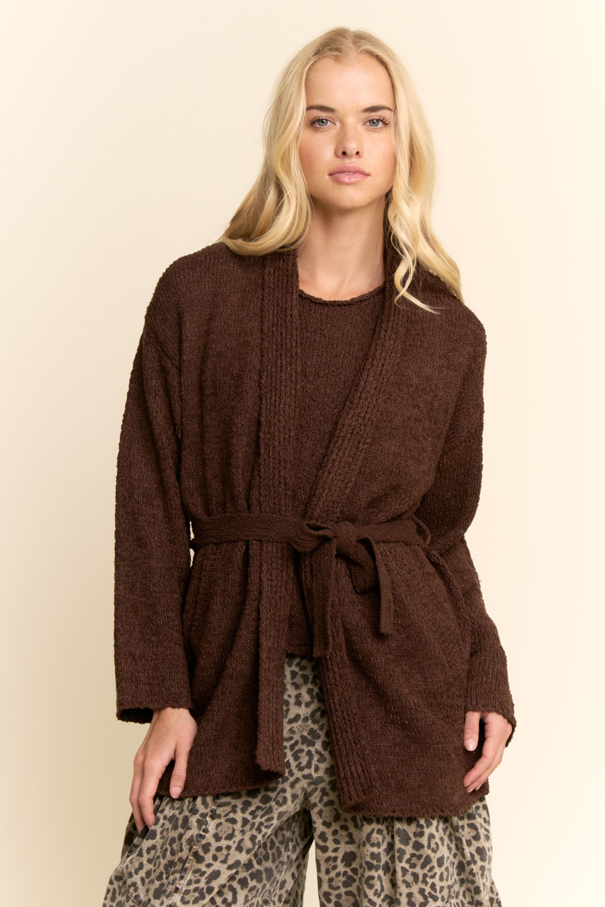 Cocoa top and cardigan