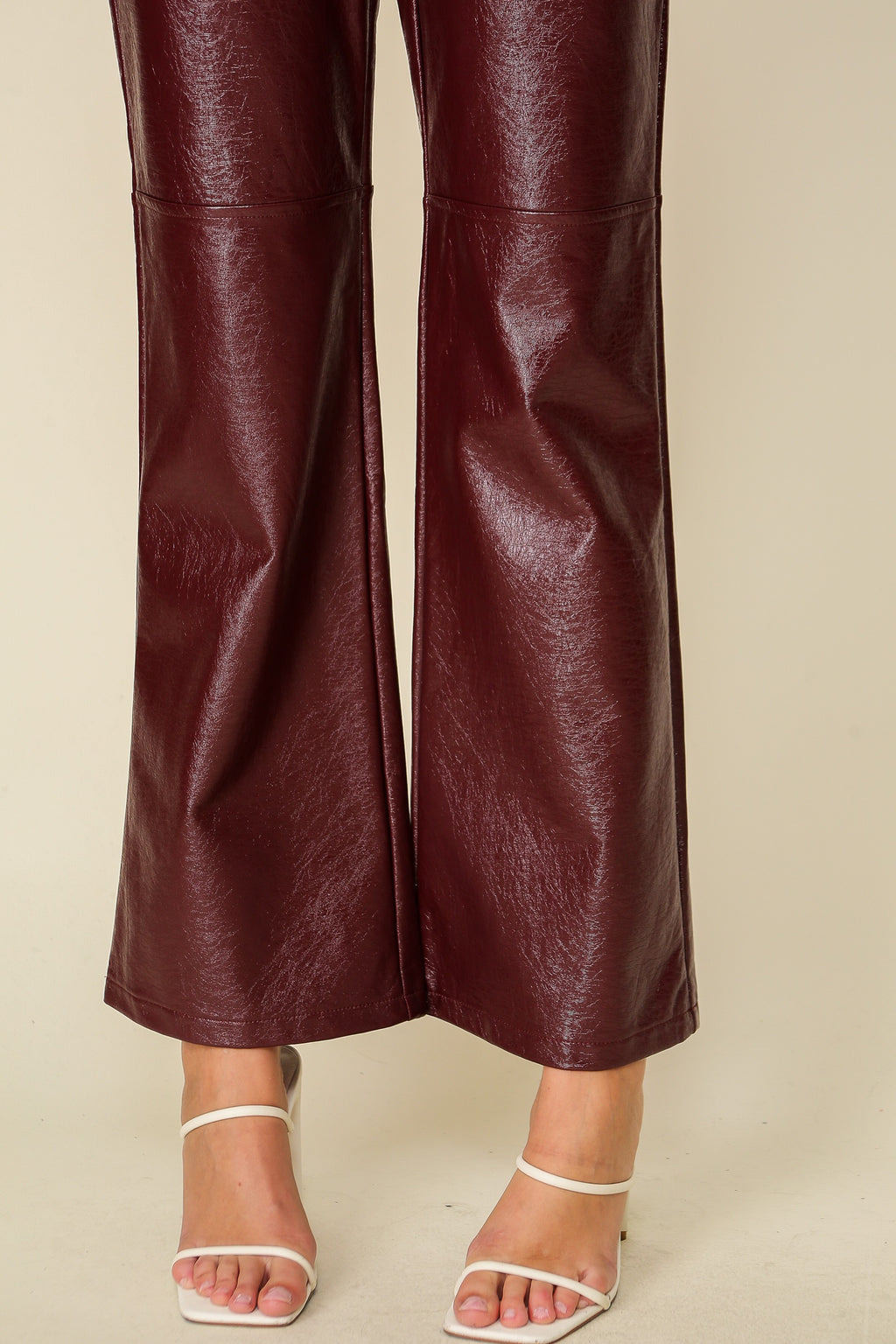 burgundy pu pants