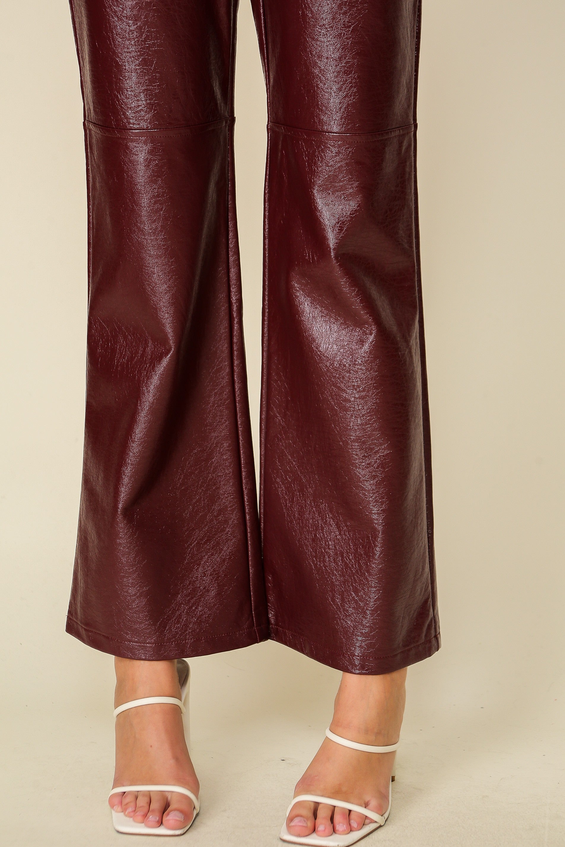 burgundy pu pants