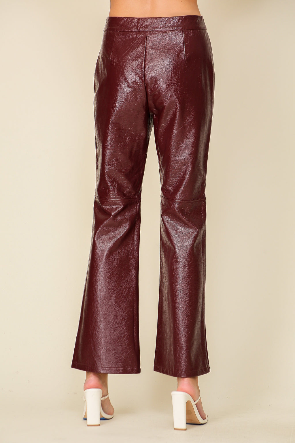 burgundy pu pants