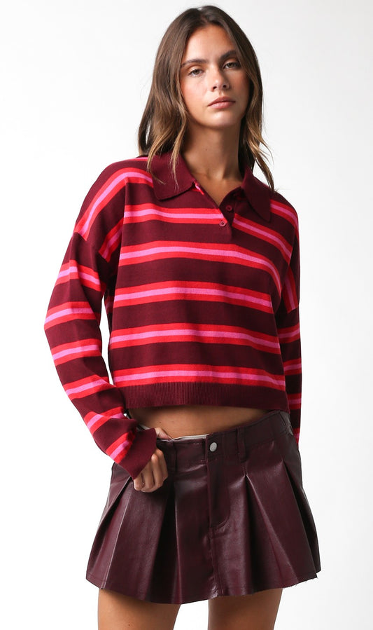 burgundy polo sweater