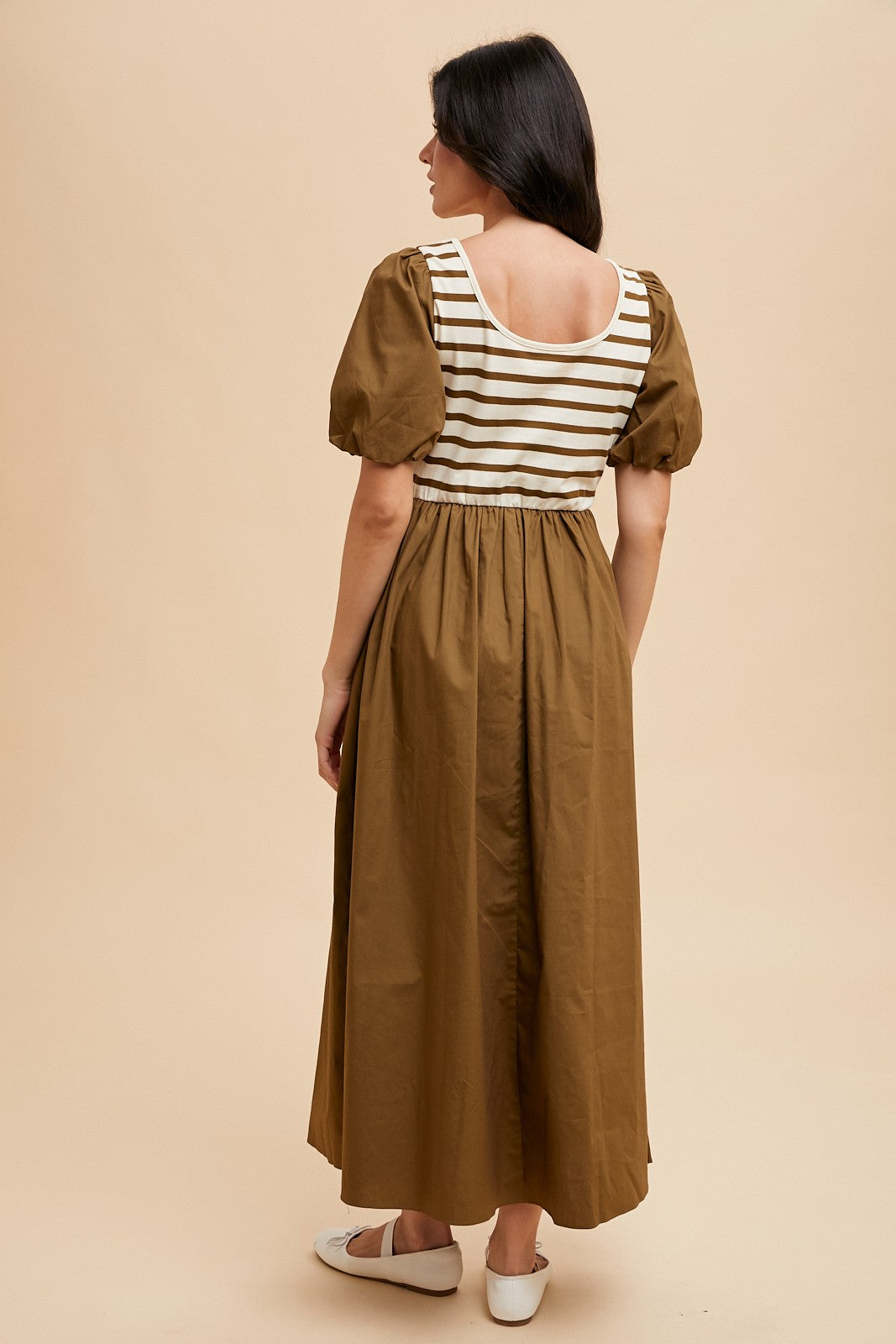 khaki mixed media dress