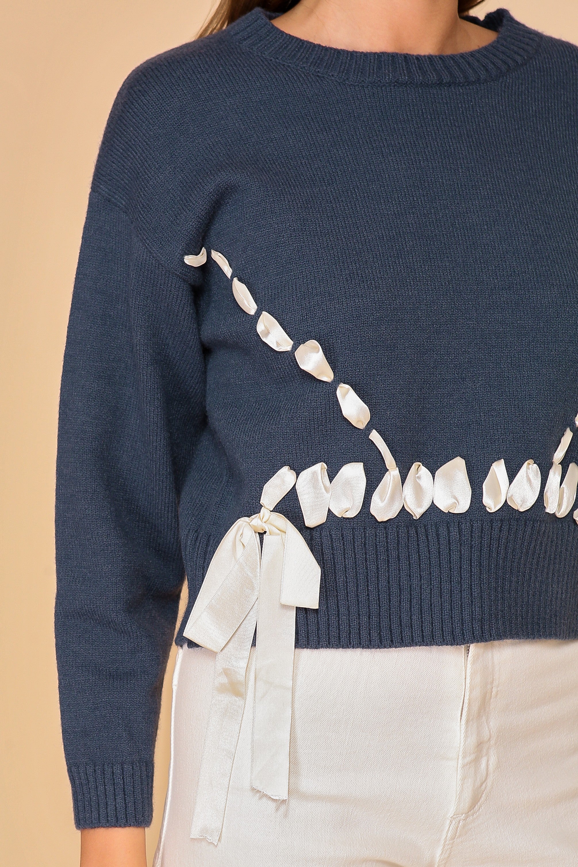 navy ribbon sweater
