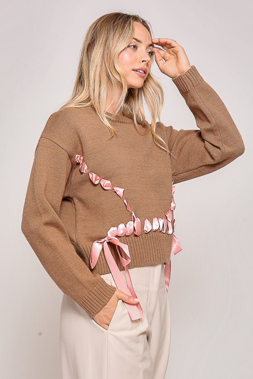 latte ribbon sweater