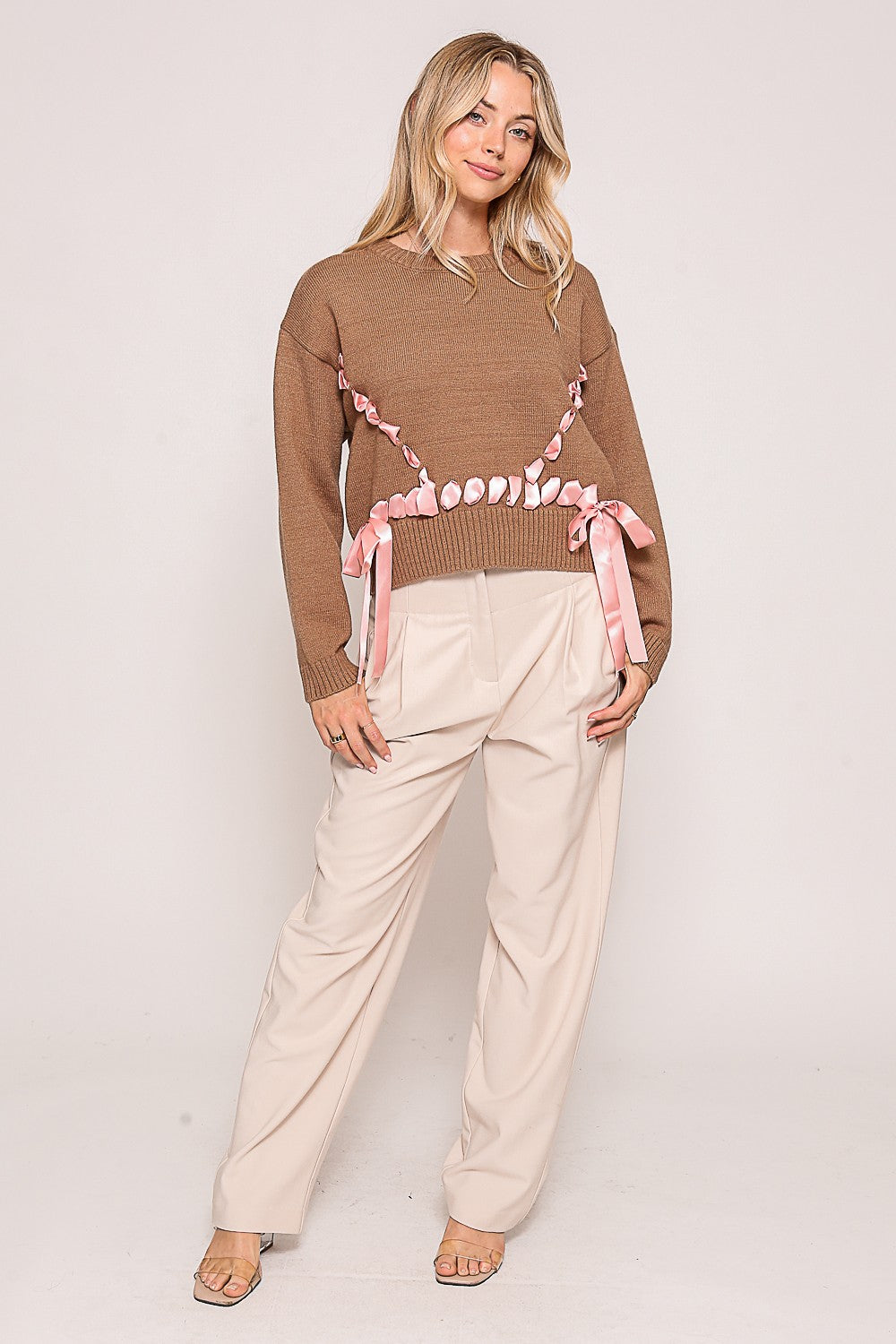 latte ribbon sweater
