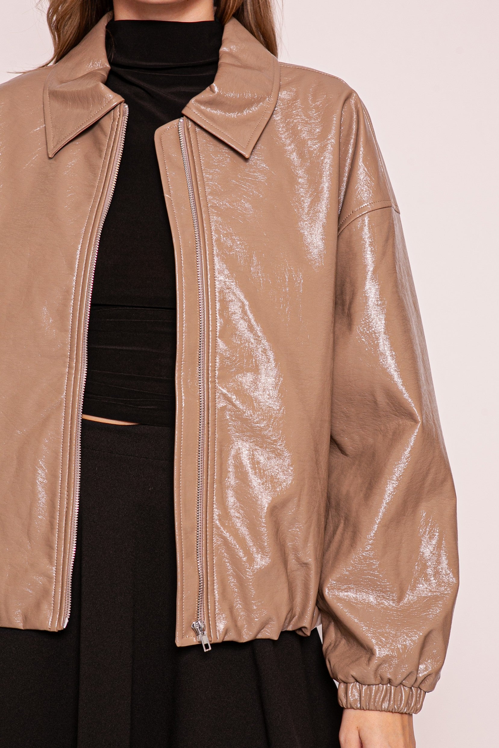 pu bomber jacket