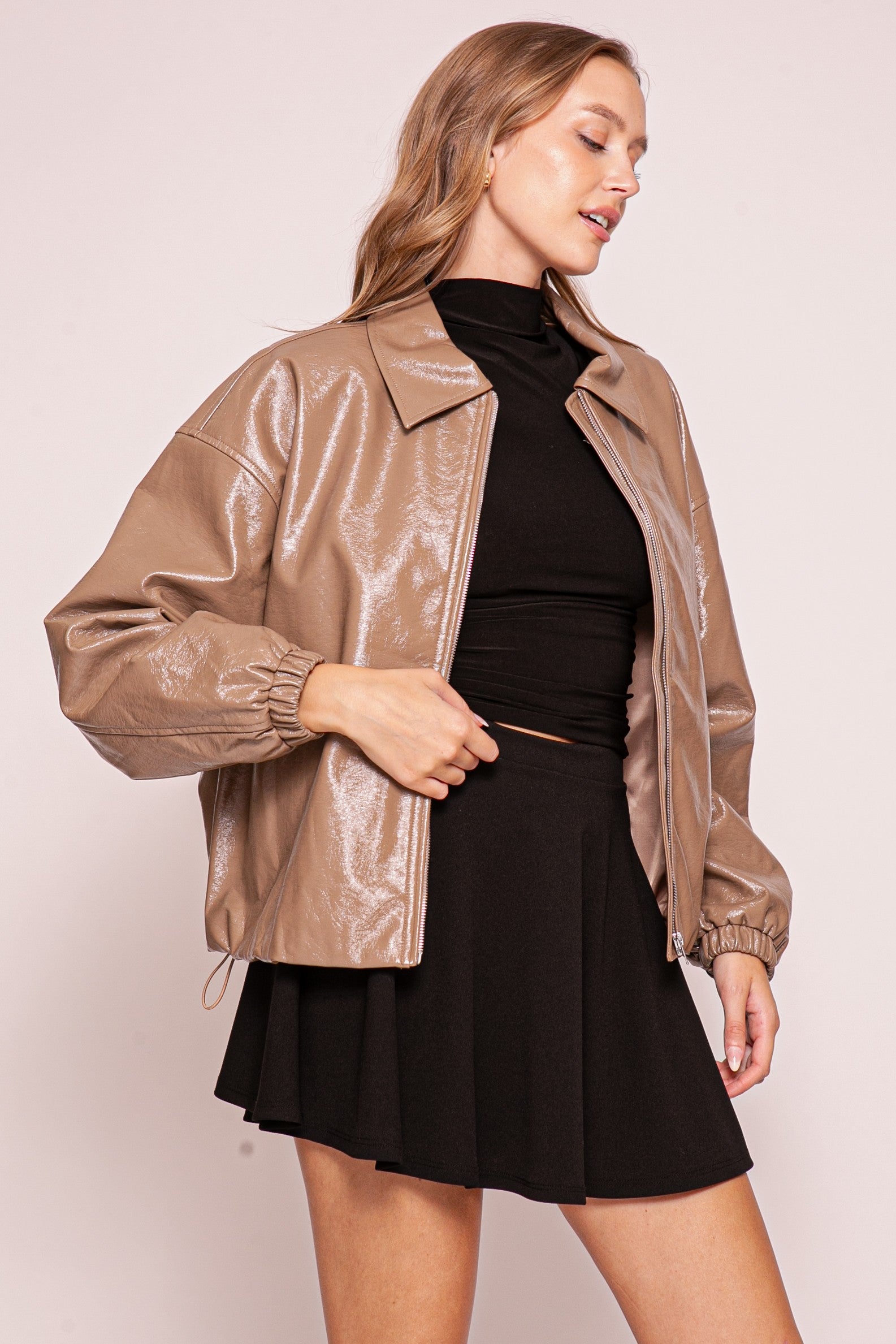 pu bomber jacket