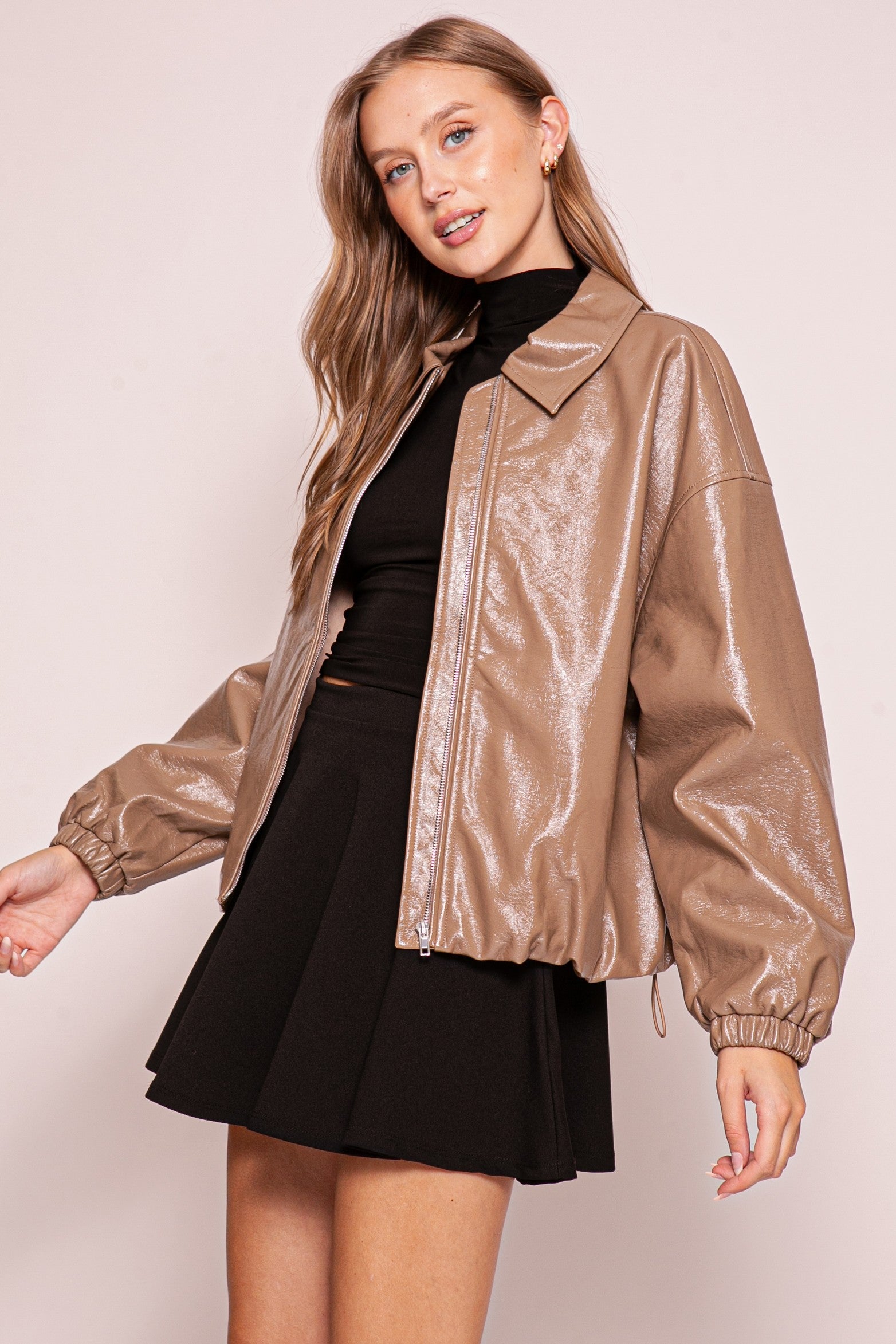 pu bomber jacket
