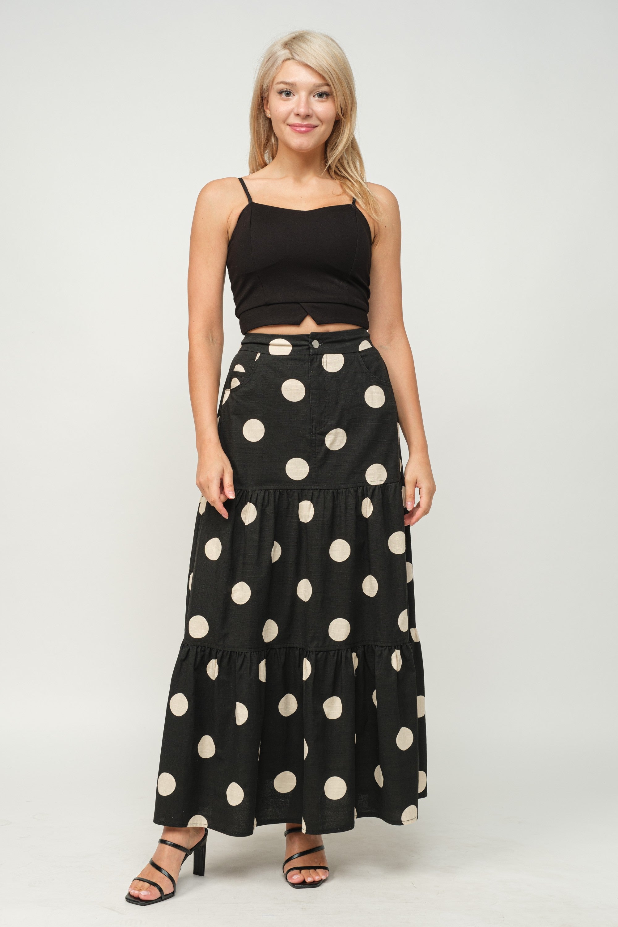 dotted maxi skirt