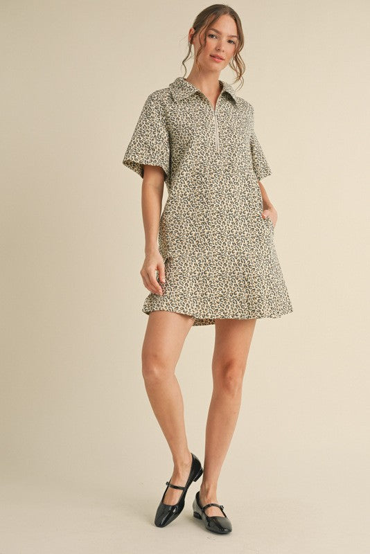 cheetah denim mini dress