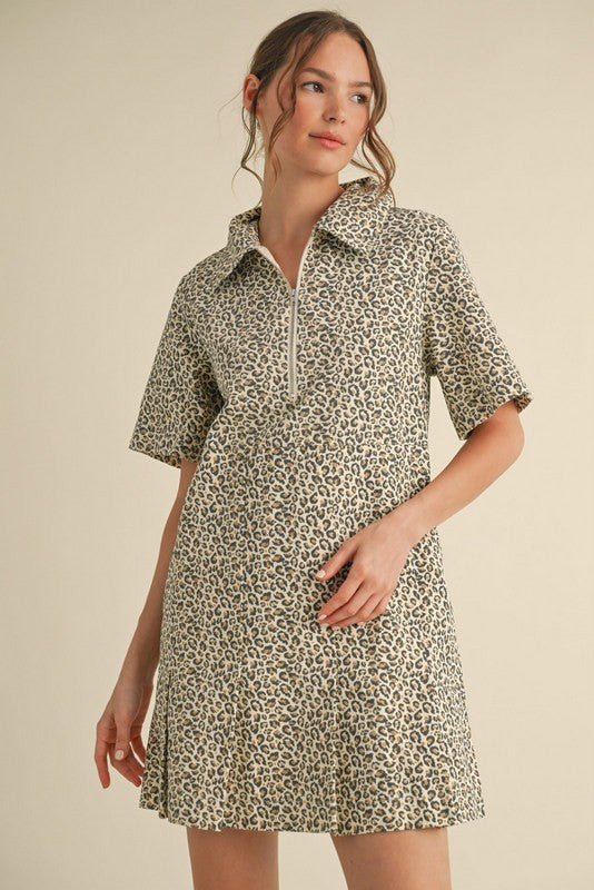 cheetah denim mini dress