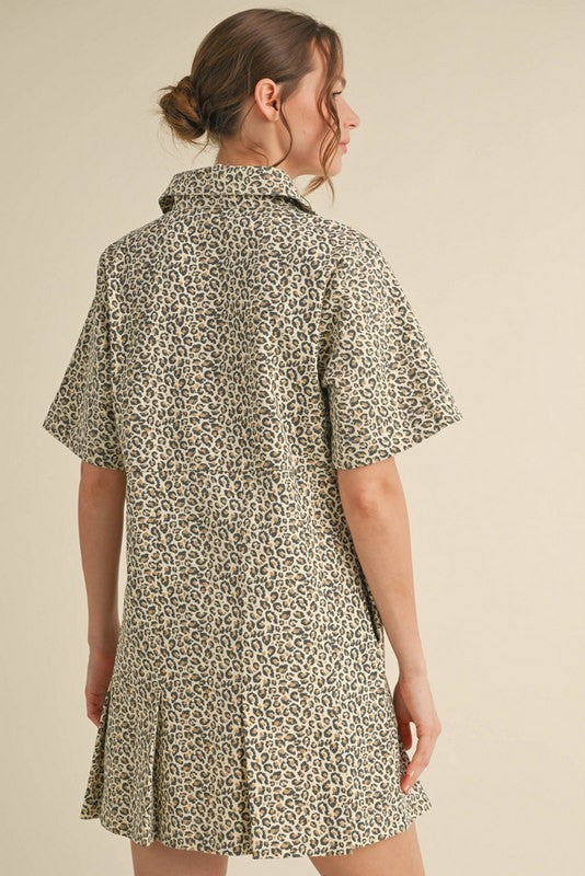cheetah denim mini dress