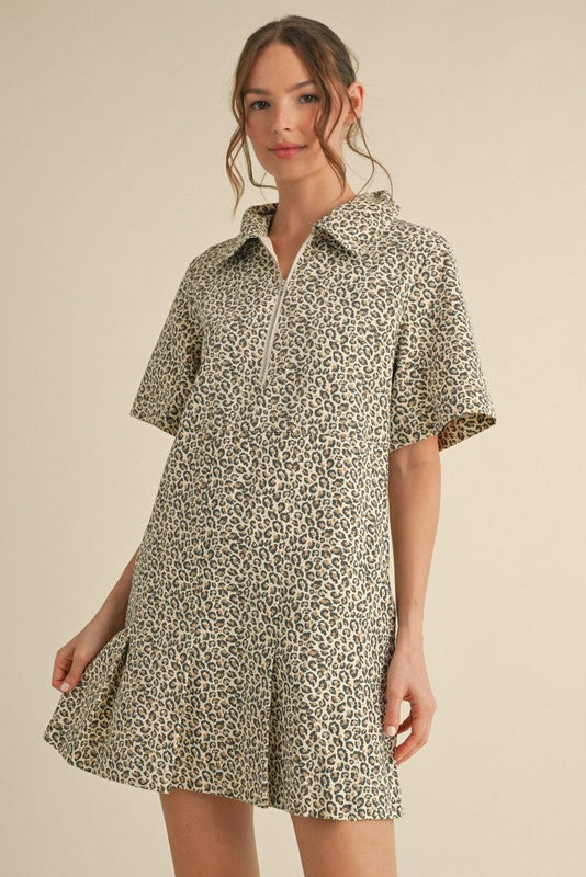 cheetah denim mini dress