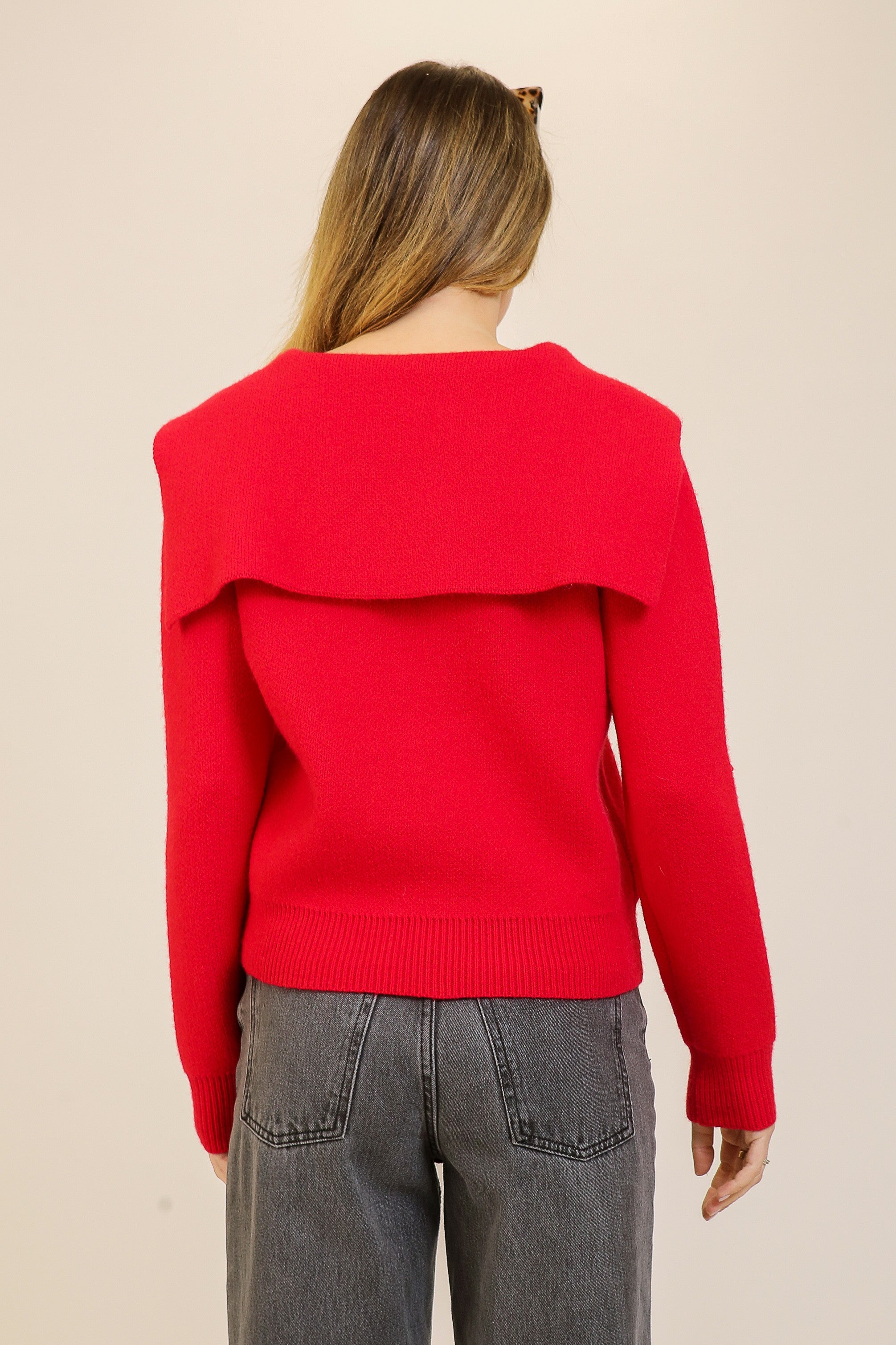 red necktie sweater
