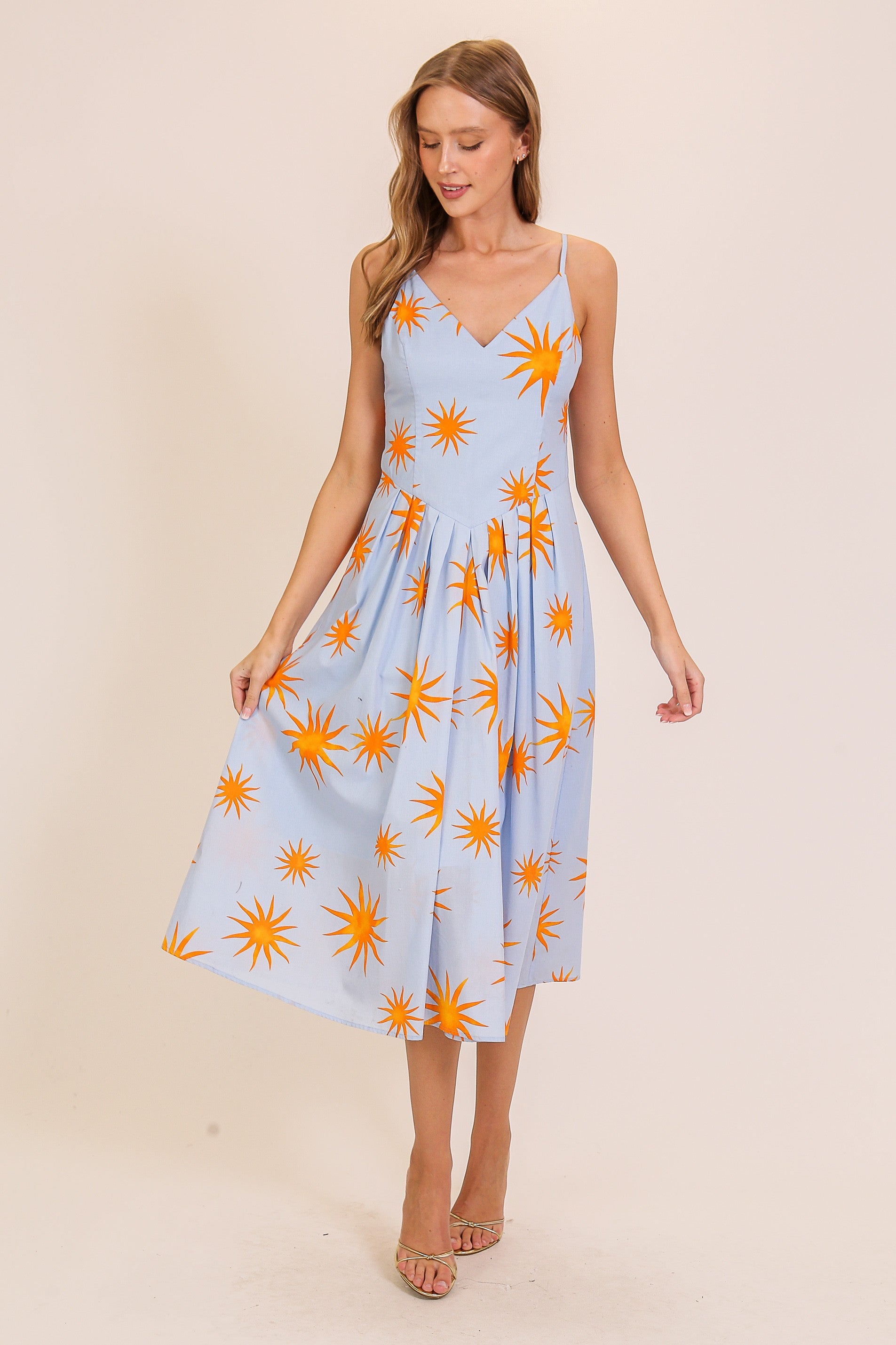 sunburst midi dress