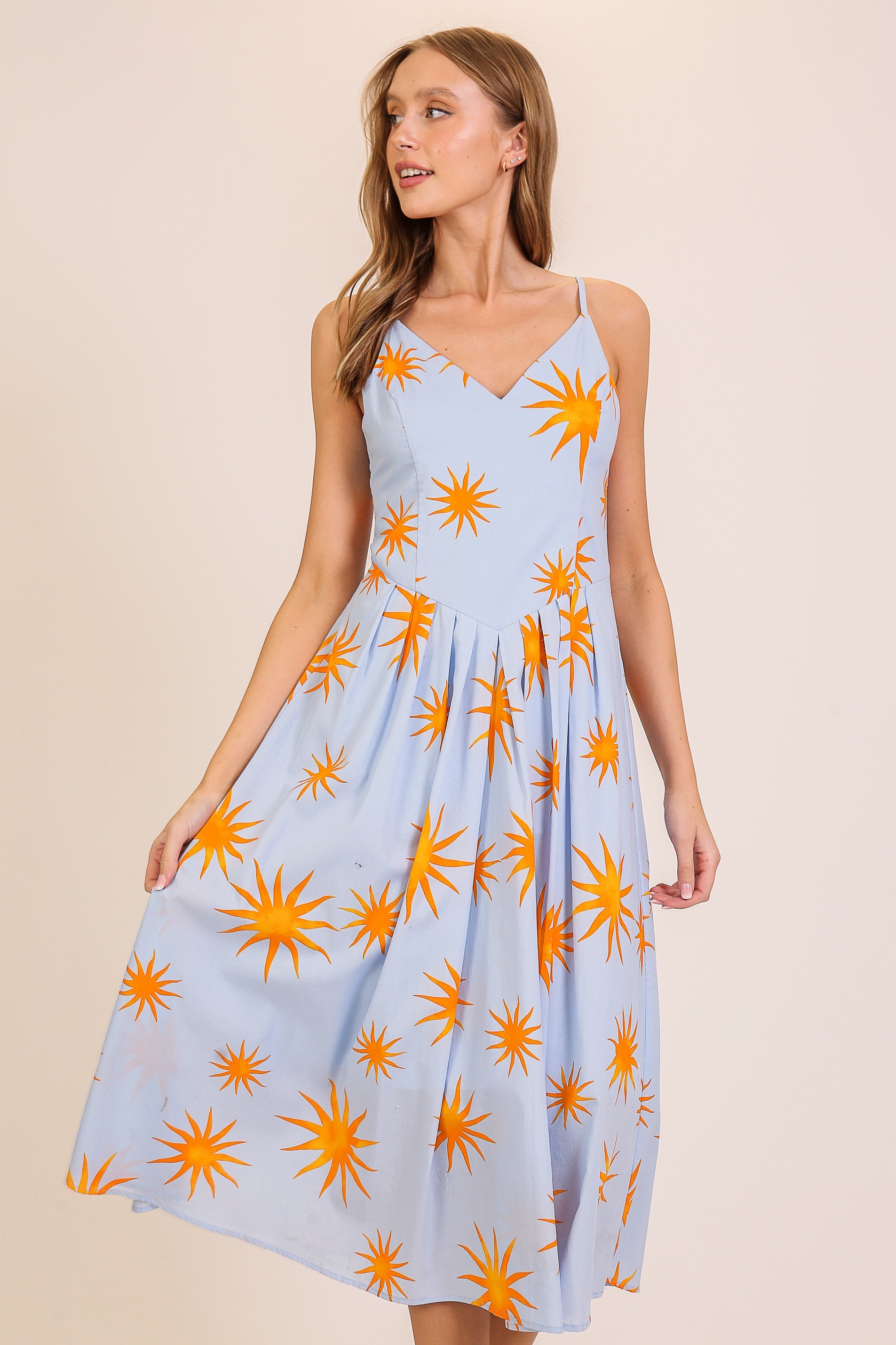 sunburst midi dress