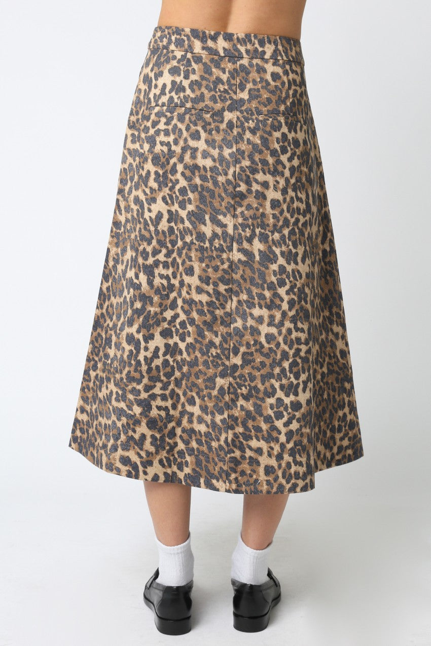 leopard button down skirt