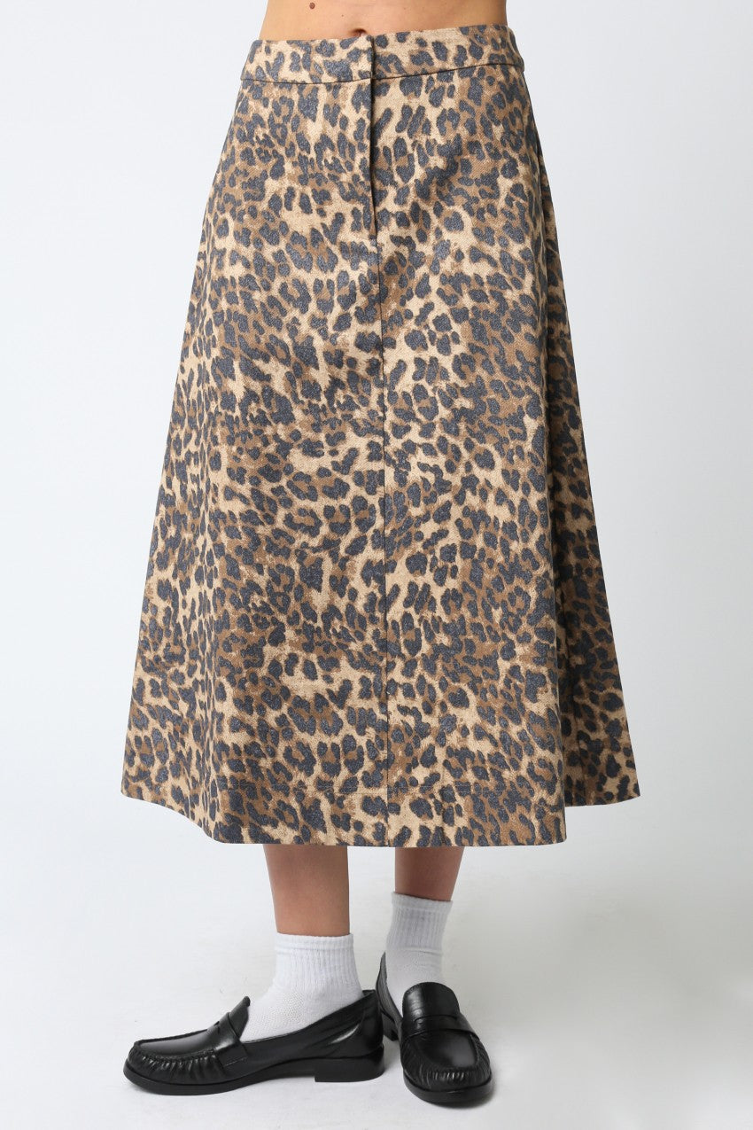 leopard button down skirt
