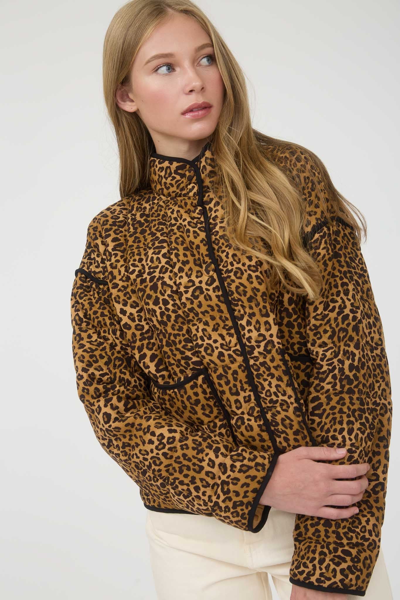 quilted leopard jacket
