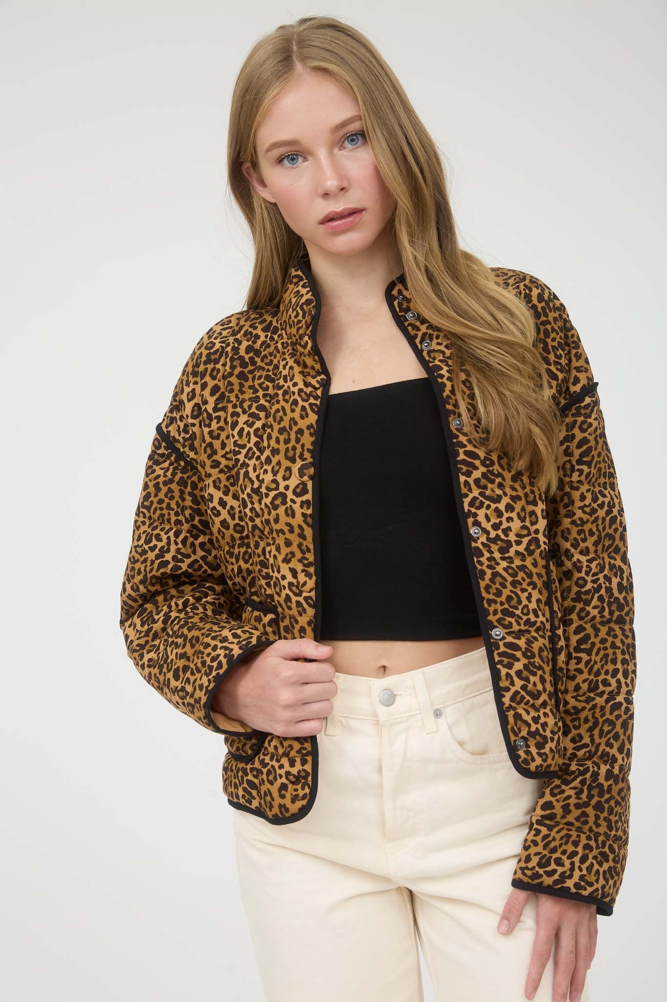 quilted leopard jacket