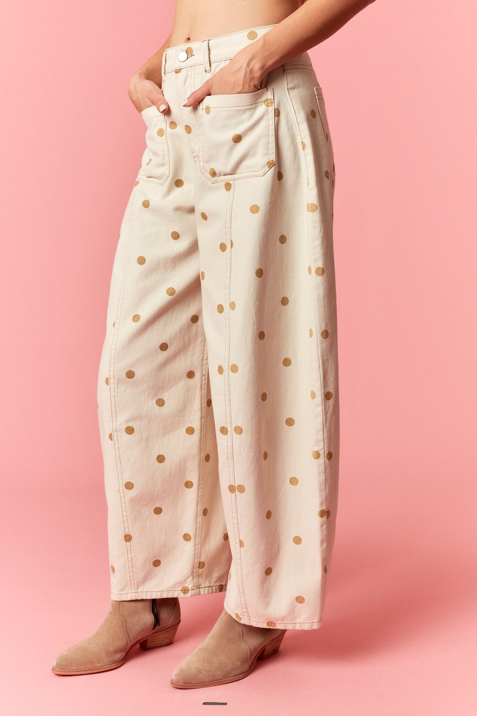 polka dots barrel pants