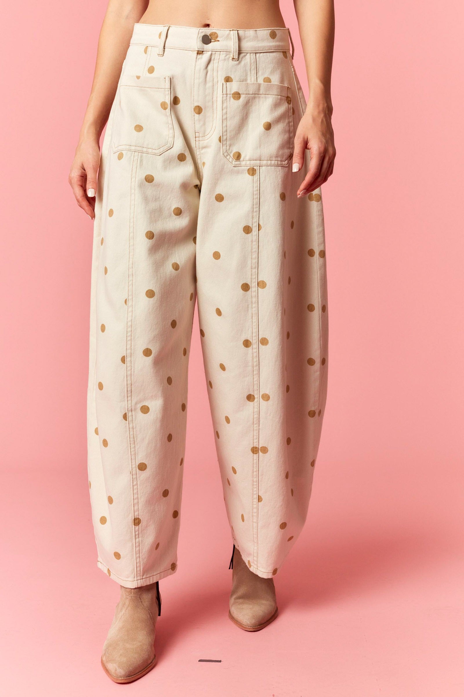 polka dots barrel pants