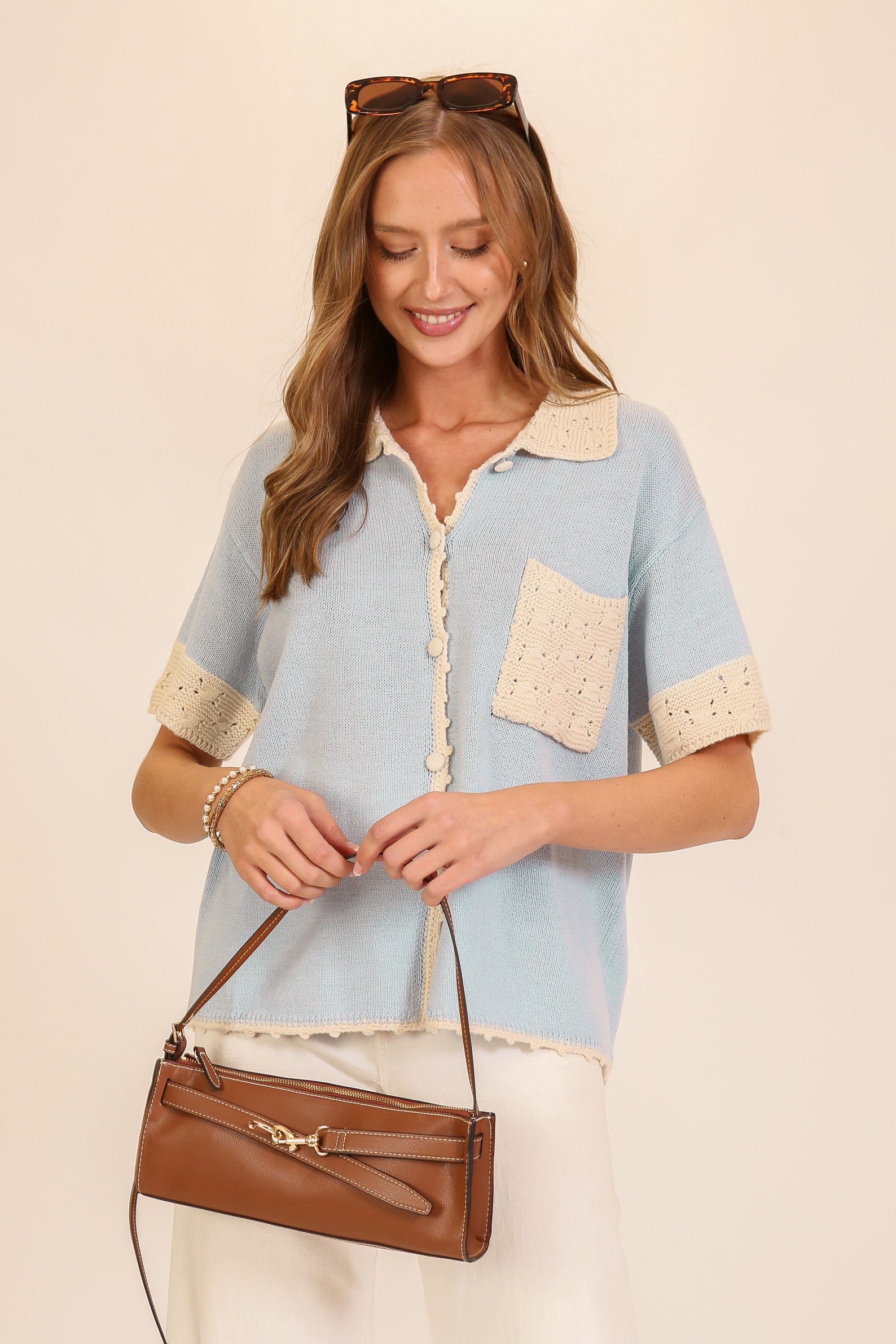 contrast polo knit