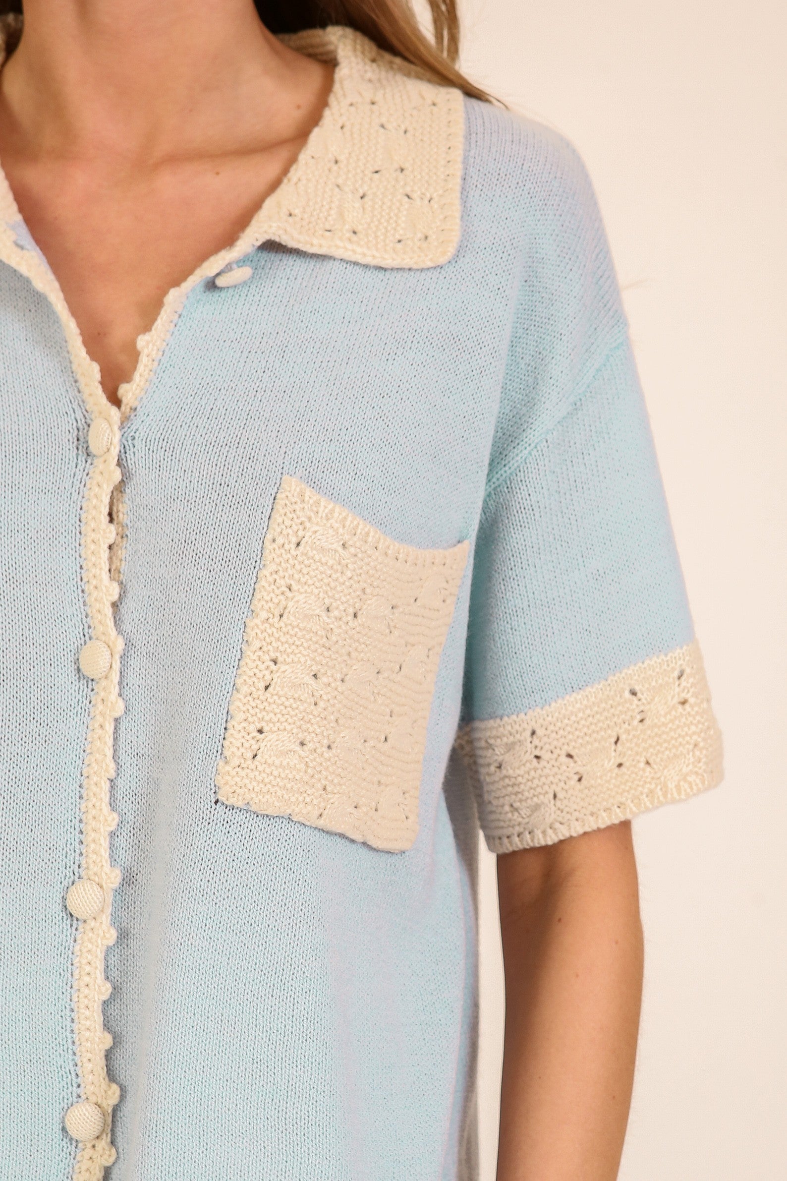contrast polo knit