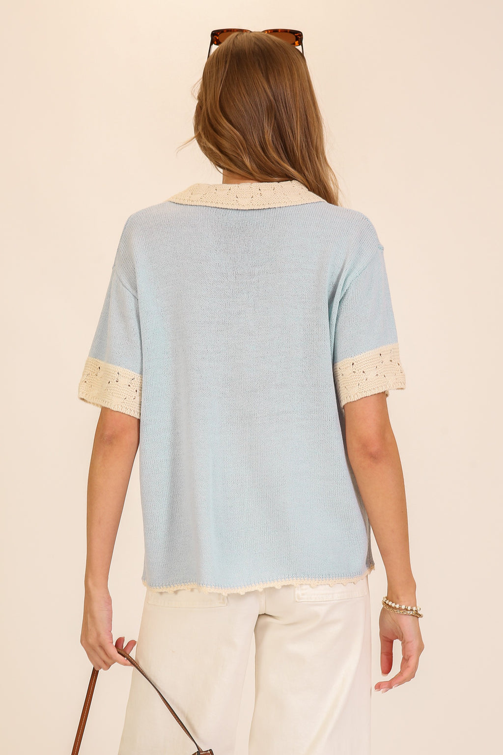contrast polo knit