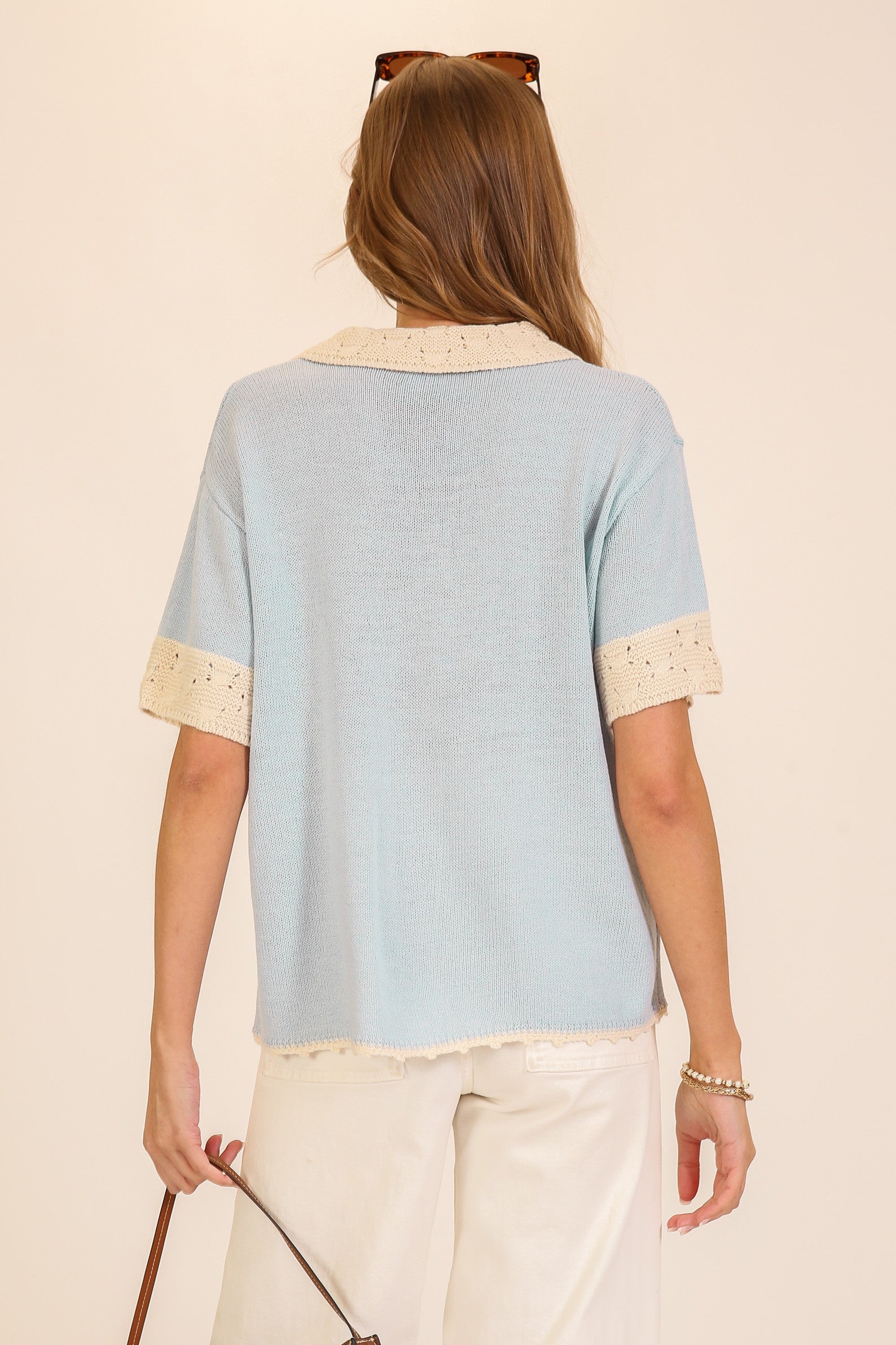 contrast polo knit