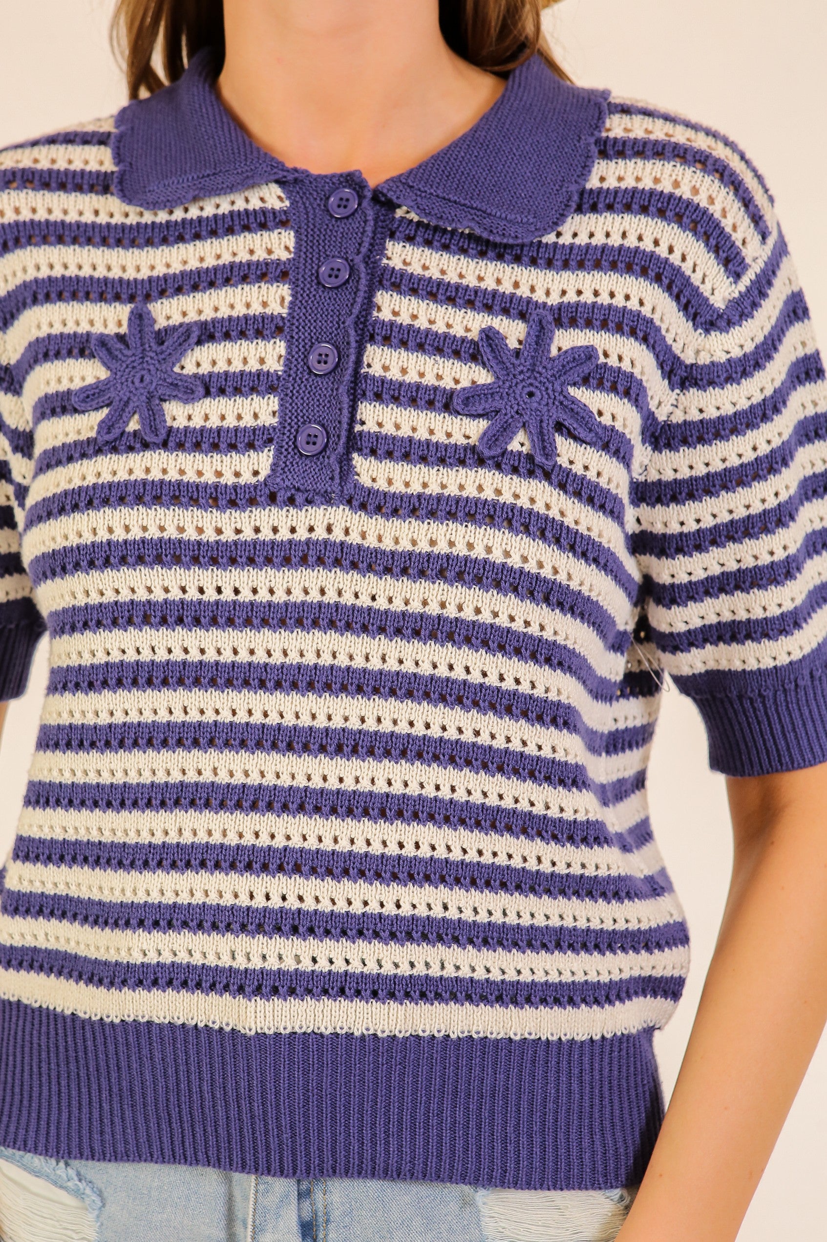indigo waves knit polo