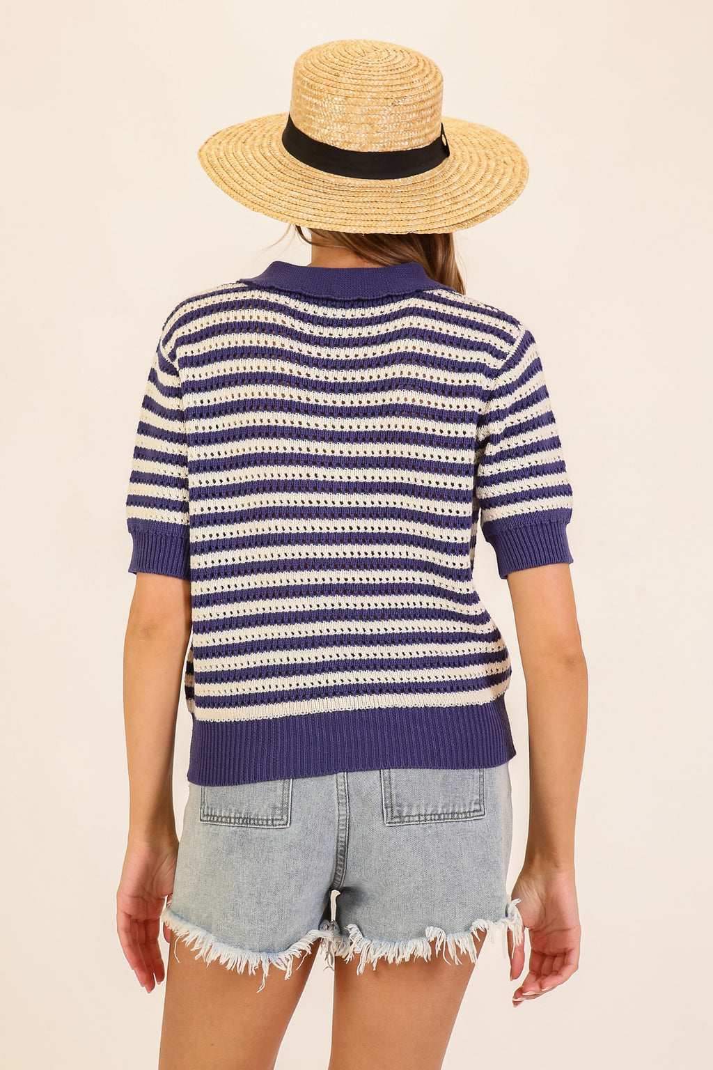 indigo waves knit polo